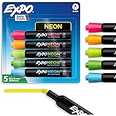 EXPO Neon Dry Erase Markers, Assorted, Bullet Tip, 5 Count - Fun, Vibrant Colors for Whiteboard, Glass, Acrylic, Home Organization