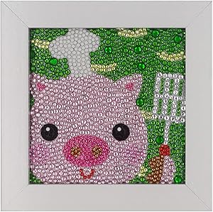 ParNarZar Pig Chef Walk The Balloon Diamond Painting Easy Art Crafts Kits for Kids Beginners Girls DIY Creativity with Frame 6x6inches