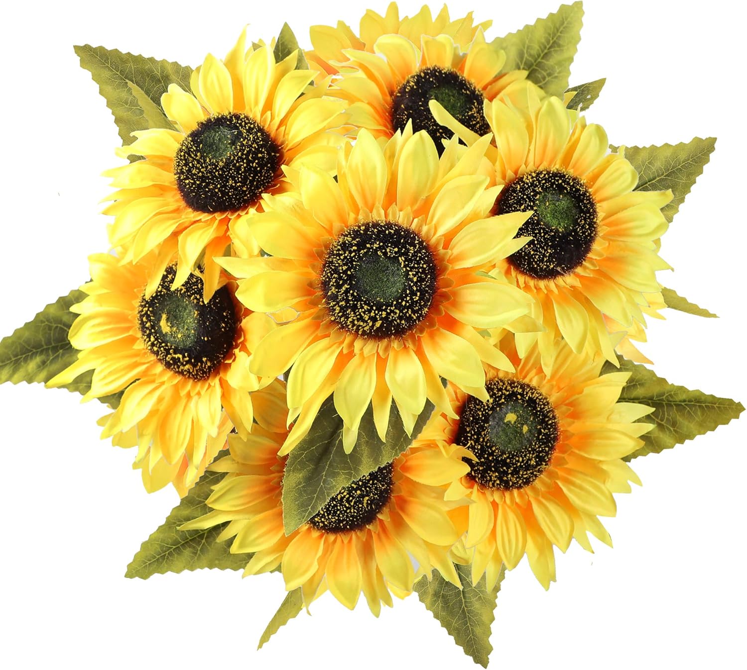 Famibay Artificial Sunflower Bouquets 2 Bunches 14 Sunflower Heads