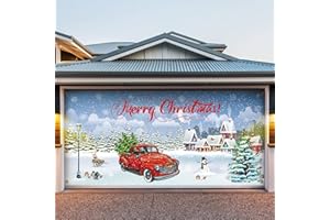 VRAINITO 7 x 16 ft Double Garage Door Christmas Decorations, 2023 Christmas Garage Door Banner, Large Christmas Garage Door Decorations, Outdoor Christmas Garage Door Mural, Merry Christmas Decorations (Blue)