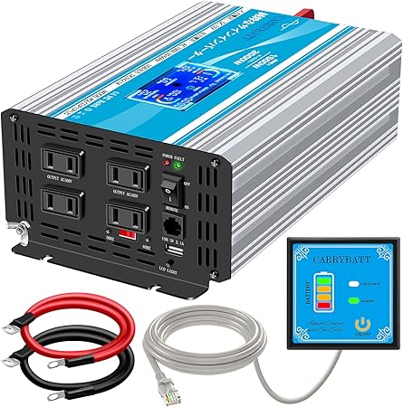 Amazon Carrybatt 1500w 3000w 純正弦波カーインバーター Dc12vをac100vに交換し Lcd表示画面 リモコン付き Ac コンセント 4 2 1a Usbソケット 1 50hz 60hz切り替え可能 緊急時で大活躍 停電の対策 車 バイク 車 バイク