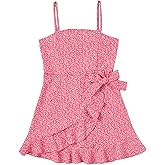 SOLY HUX Girl's Spaghetti Strap Dress Floral Print Sleeveless Summer Beach Casual Sundress A-line Mini Dresses