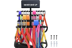 Resistance Rack Band Storage Hanger Gym Equipment Organizer Pull Up Bands Jump Ropes, Never Give Up Storage Rack for Home Gym