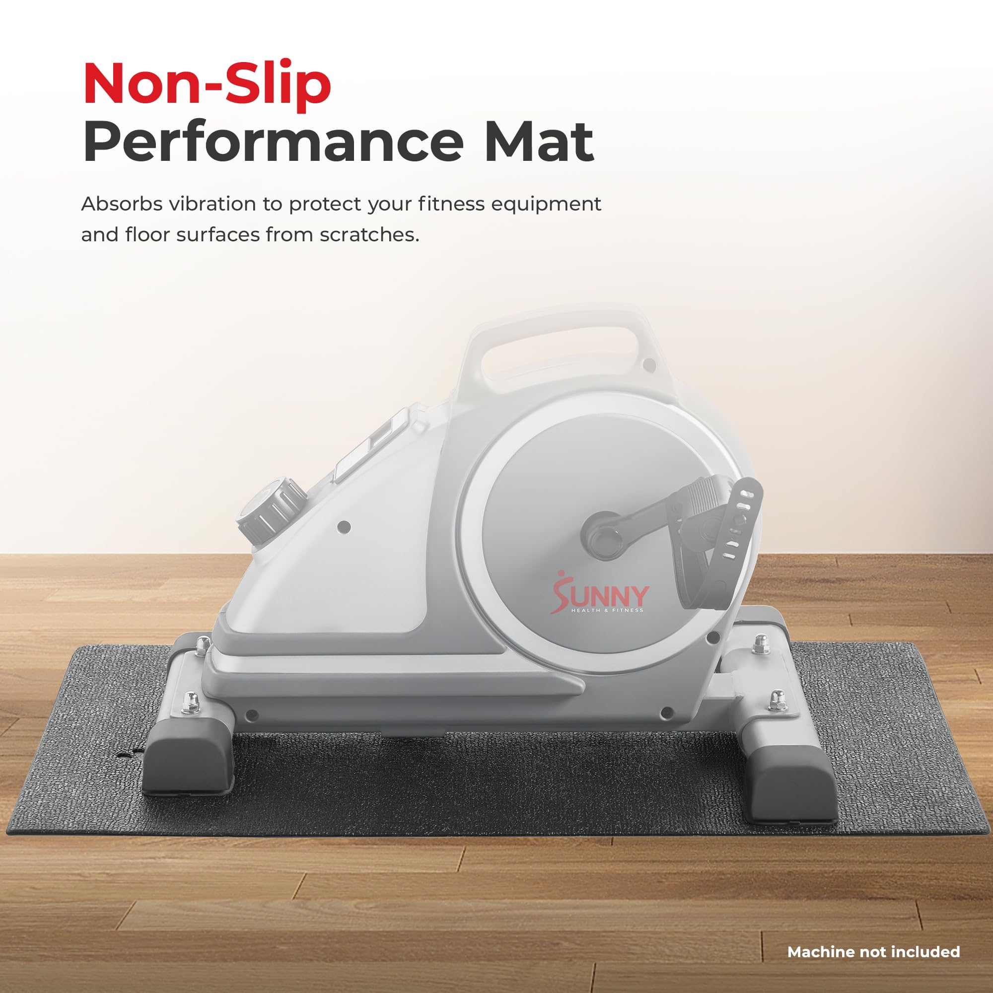 Sunny Health & Fitness Non-Slip Home Gym Mat – Workout Floor Protection Foam Pad for Treadmill, Bike, Elliptical, Yoga and Exercise Equipment or Standing Desk in 4 Size Options