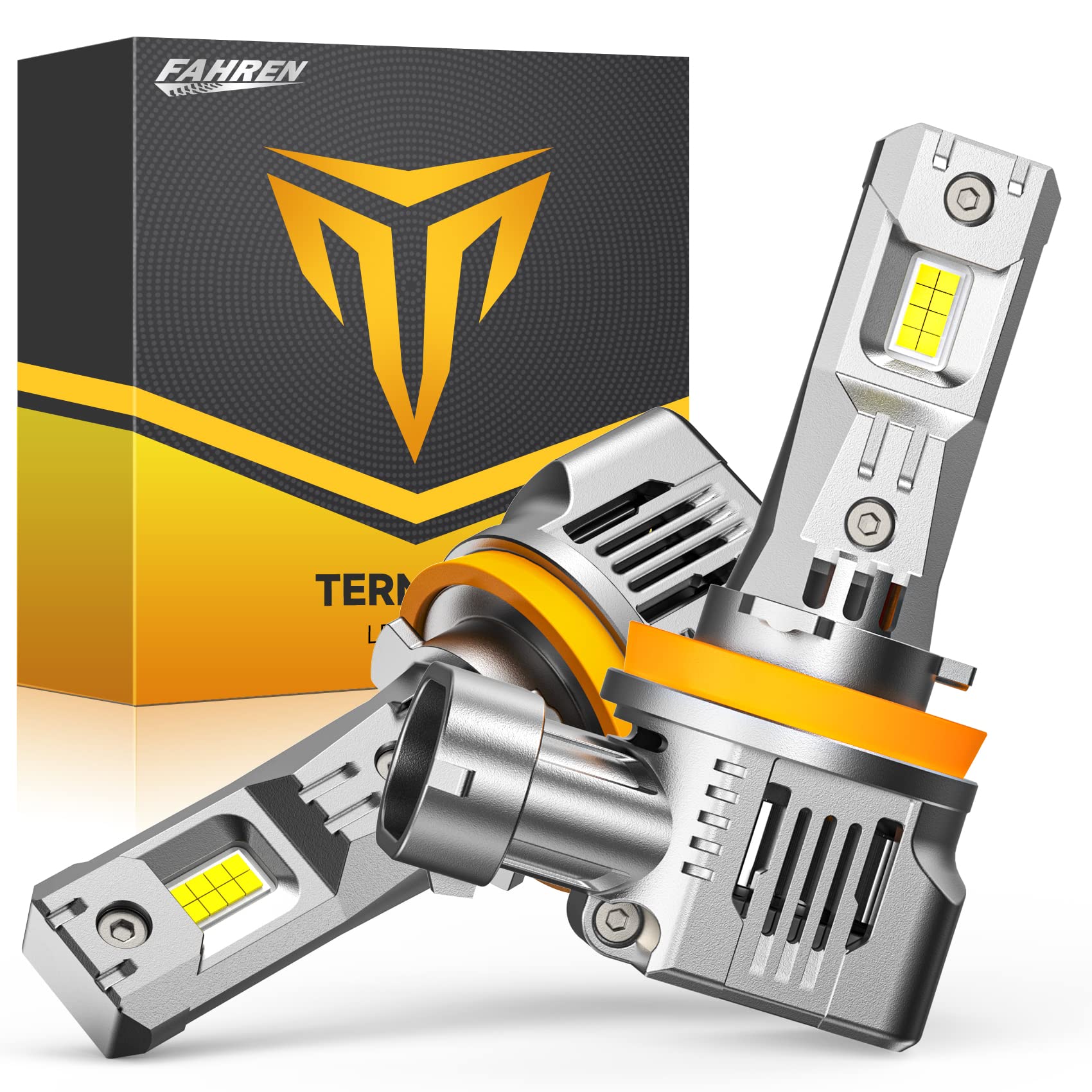 FAHREN H11 Fog Bulbs, 𝟭𝟬𝟬𝟬𝟬𝟬𝗟𝗠 𝟭𝟱𝗫 Upgraded H11/H8/H9 Bright Lighting Bulb, Brighter 24 CSP Chips, Boost Epic Night Visibility, 6500K Cool White IP68 Waterproof, Pack of 2 Image