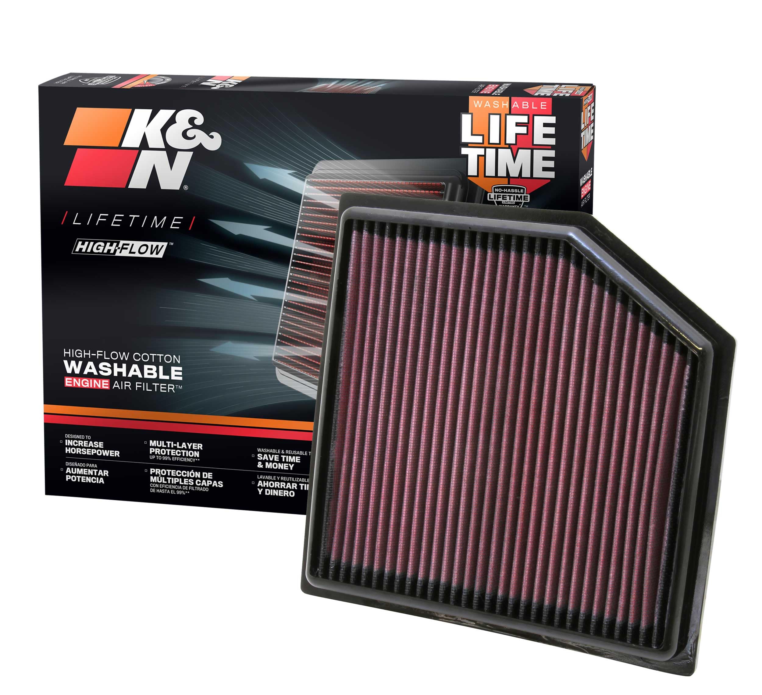 K&N Engine Air Filter: High Performance, Premium, Washable, Panel Filter: 2010-2019 (GS 300, GS 350, IS 300, IS 350, RC 300, RC 350, Vellfire, Alphard, Mark X), 33-2452