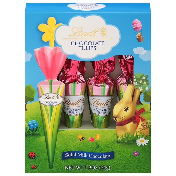 LINDT CHOCOLATE TULIPS, TULIP-SHAPED SOLID MILK CHOCOLATE EASTER...
