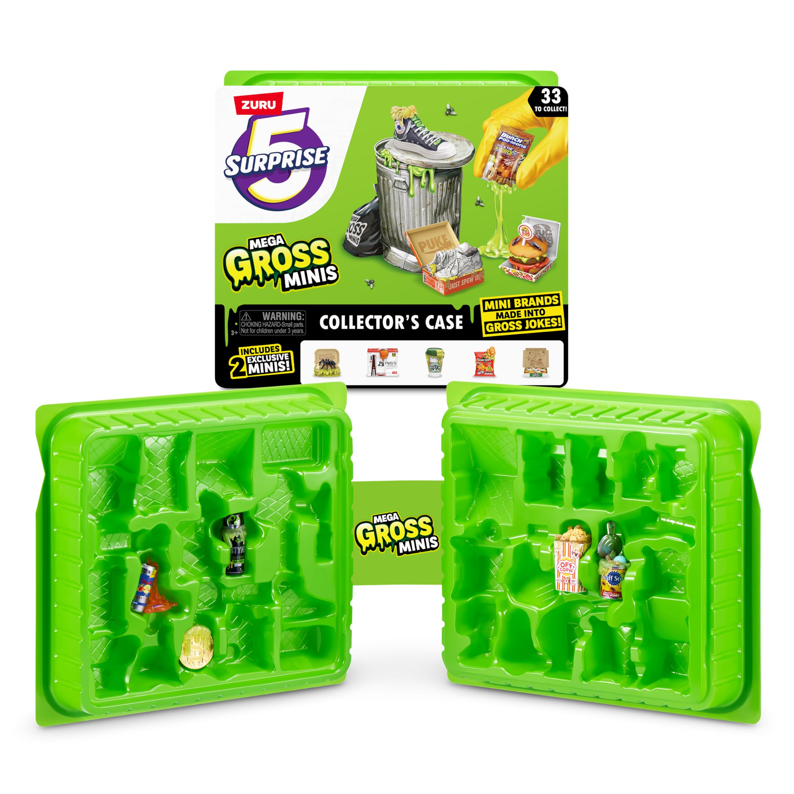 5 SURPRISE Mega Gross Mini's Collector Case, Include 2 Exclusive Mini's and 3 Surprise Minis, Minis May Vary