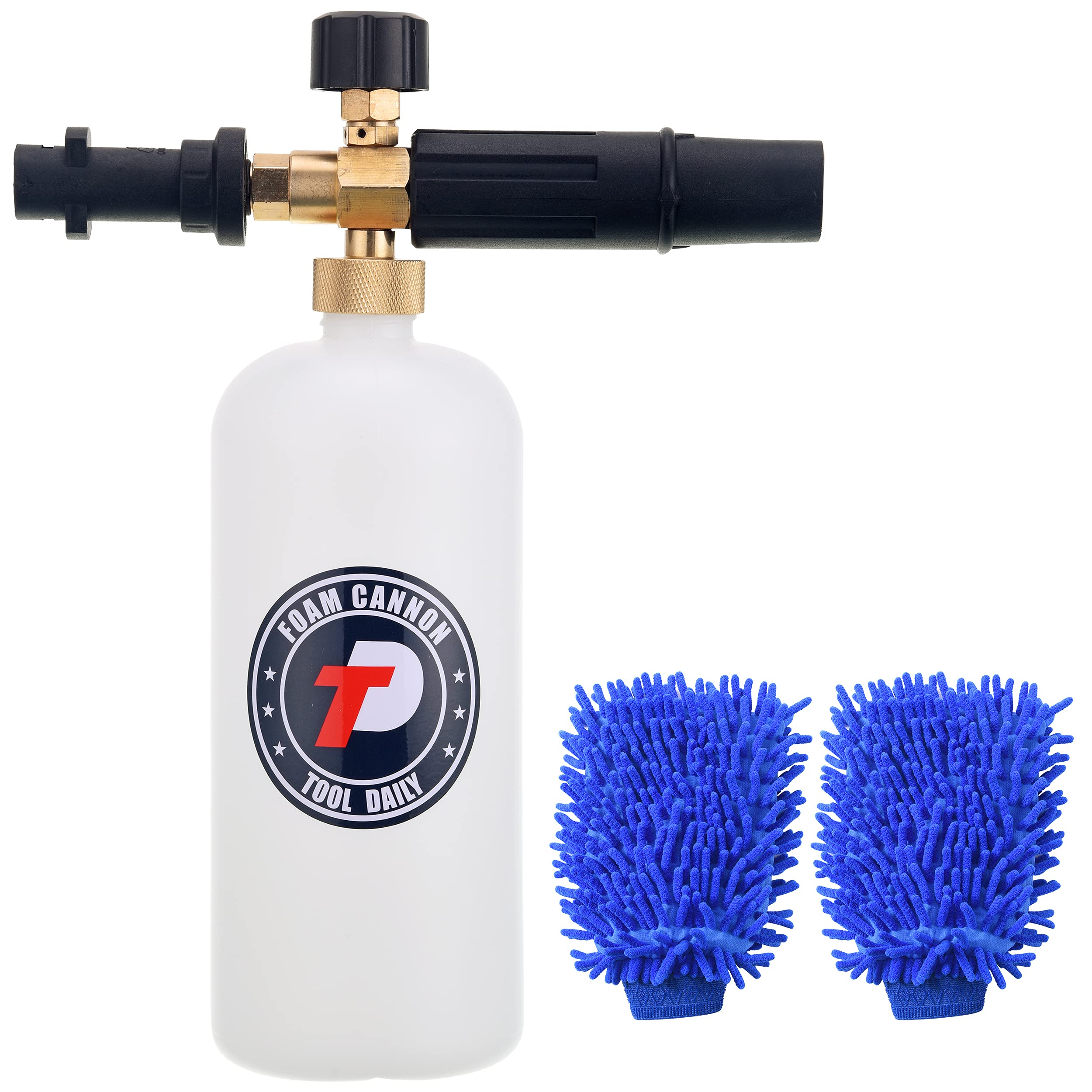 Tool Daily Adjustable Snow Foam Cannon Lance for Karcher K Series K2 K3 K4 K5 K6 K7 Pressure Washer Accessories, 1 Liter, Includes Car Wash Mitt