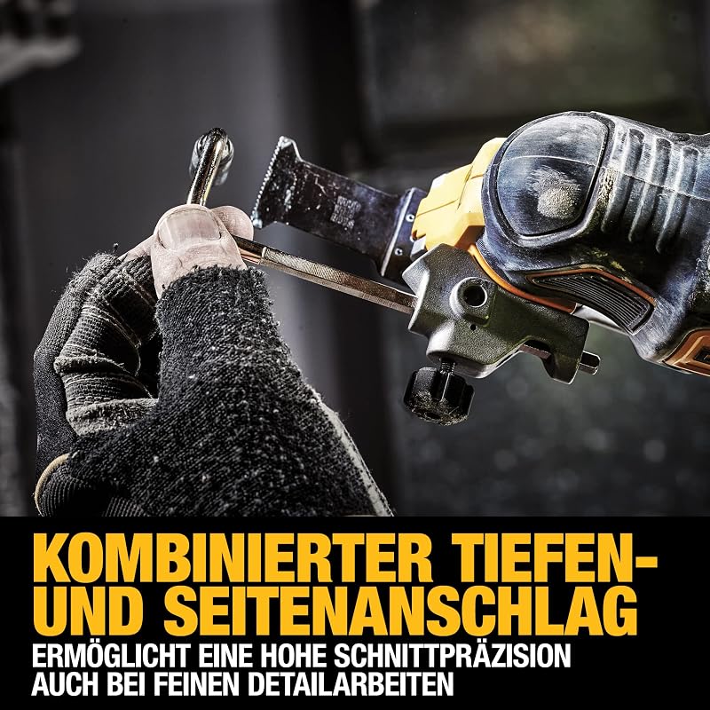 18V oszillierendes Akku Multi Tool DCS356NT(Basisversion), Bürstenlos, Mit Tiefen und Seitenanschlag, LED Licht, Inkl Tstak Box II, Ohne Akku und Ladegerät, Schwarz/Gelb