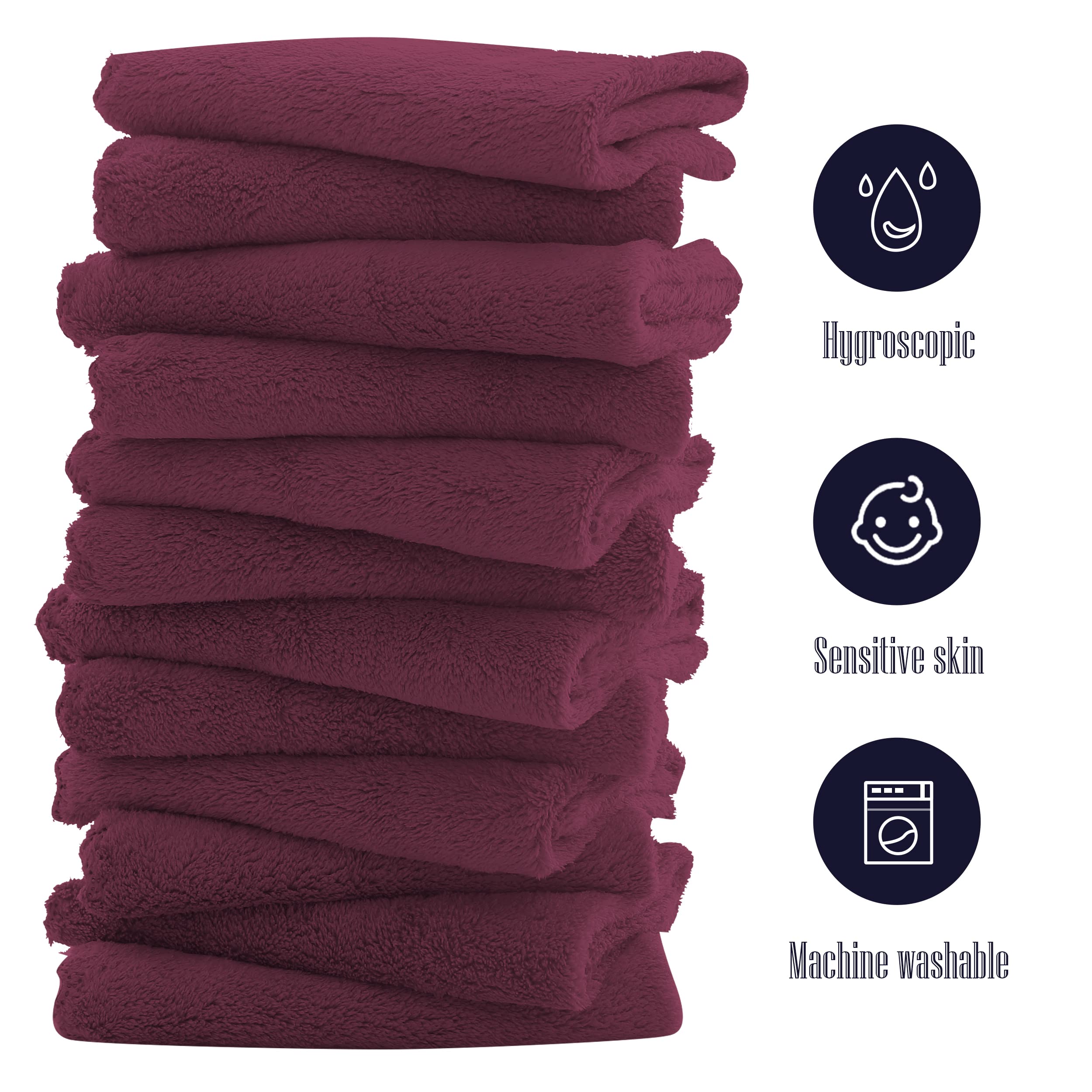 16 Pack Baby Washcloths Luxury Coral Fleece Extra Absorbent and Soft Wash Clothes for