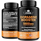TWINLEAF Dopamine Brain Support Supplement, 1000 mg Blend - Made in USA - with DMAE, Vitamin B12 and L-Tyrosine - Enhance Mental Well-Being - 60 Capsules