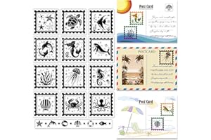 CRASPIRE Sea Animals Clear Rubber Stamps Turtle Whale Mermaid Retro Vintage Reusable Transparent Silicone Stamp Seals for Card Photo Album Crafting Decoration