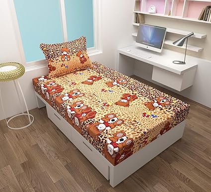 Dinny3D Printed Single Bedsheet with 1 Pillow Covers