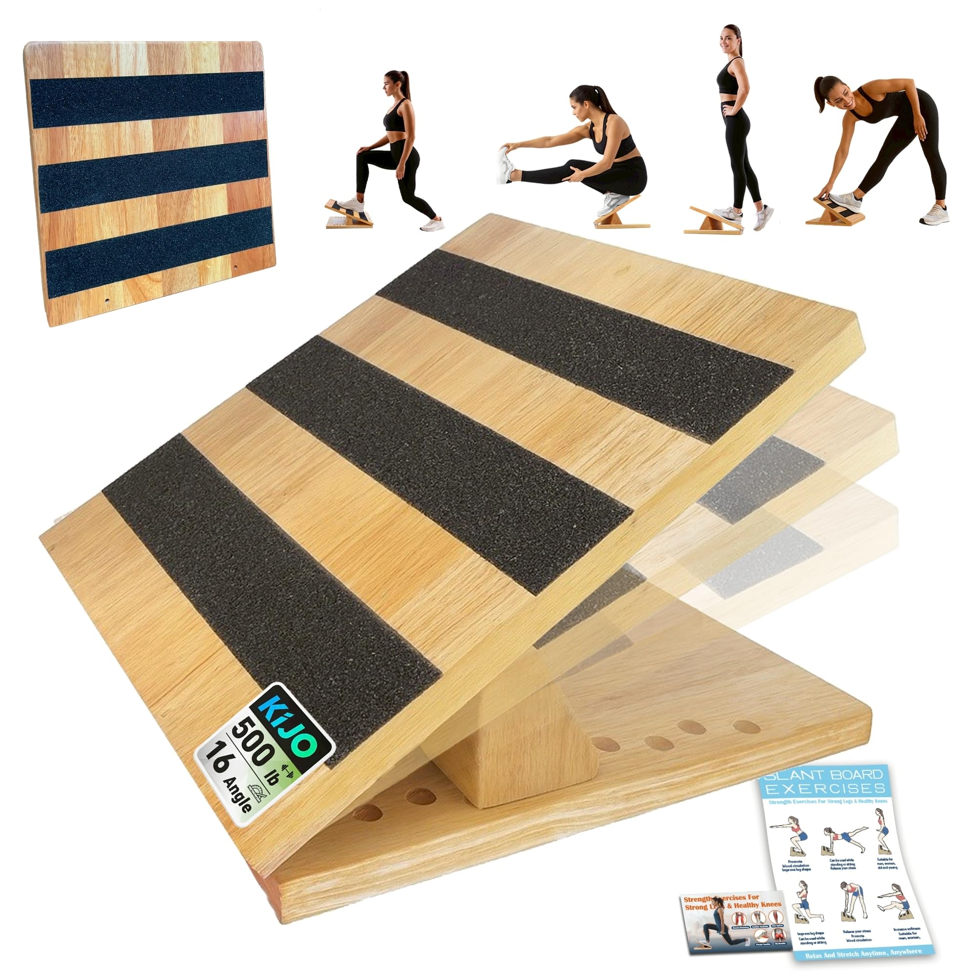 Photo 1 of 16-Level Adjustable Wooden Slant Board for Squats – 550 lbs Heavy Duty Squat Wedge for Weightlifting & Ankle Mobility – Incline Board for Calf Raises & Leg Day Training?Made in Taiwan KIJO Studio?