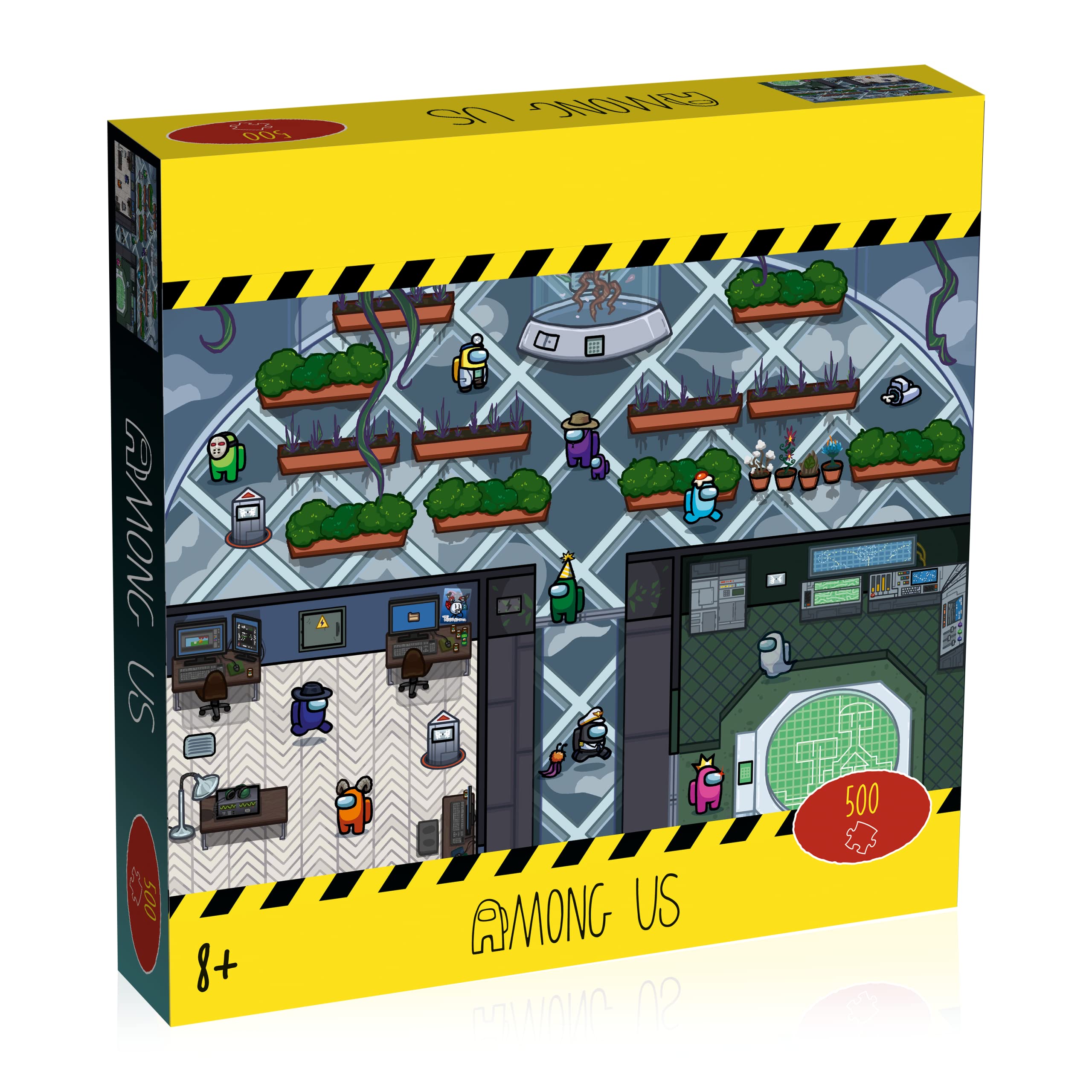Winning Moves Among Us 500 Piece Jigsaw Puzzle Game, this features plants, vines, tech, items and crewmates from the world of Among Us, gift and toy for ages 7 plus