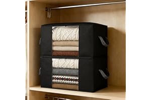 2 Pack Large Storage Bags with Handle, Foldable Closet Containers, Large Clothes Storage Bins, for comforter Clothing Blanket