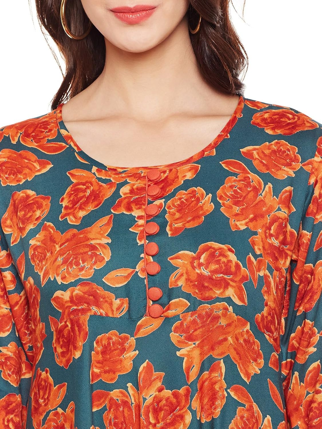 tissu women's rayon printed flared kurta (multicolour)