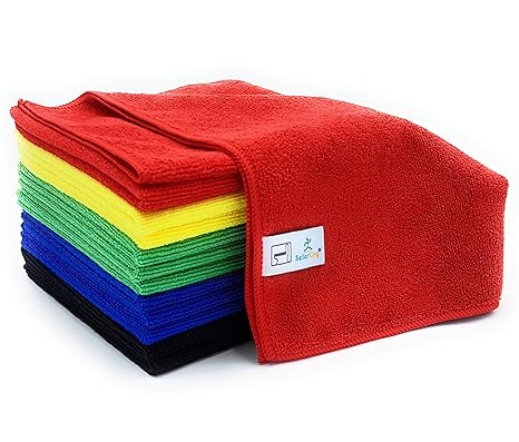 SellerKing® 12 Microfasertücher HGK PRO (10+2). 40 x 40 cm. 4 Farbensystem. Rot, Gelb, Grün, Blau plus zusätzlich Schwarz. Mi