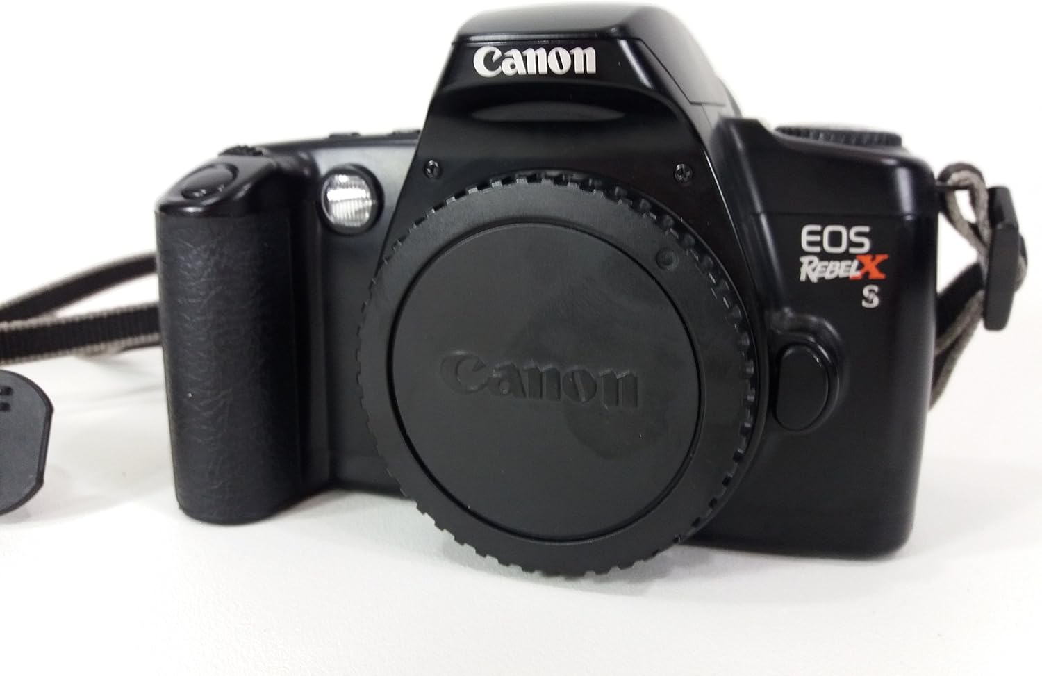 Black Canon EOS Rebel X S 35mm Film SLR Camera Body & Lens Point