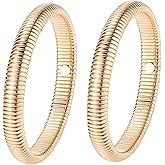 CHTRYTOM Gold Bangle Bracelets for Women Chunky Bangles Bracelets 18K Gold Plated Stainless Steel Snake Chain Bracelets Flexible Wide Wristband Bracelets Stack