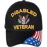 Artisan Owl Officially Licensed Disabled Veteran with Flag on Bill Embroidered Baseball Cap Black