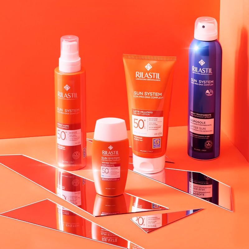 Sun System Latte Vellutato, Emulsione Fluida dalla Texture Vellutata per Pelli Sensibili, Resistente all'Acqua, SPF 50+, 200ml