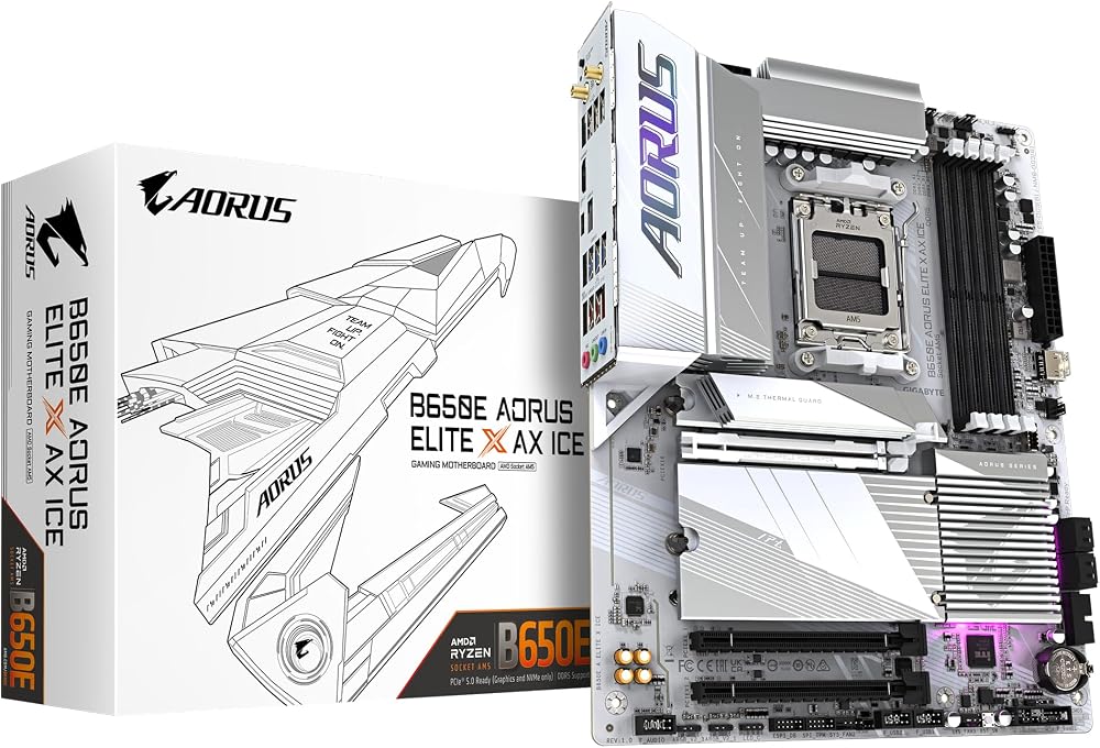 Gigabyte B650E AORUS ELITE X AX ICE Motherboard AM5 DDR5 PCIe 5.0 WiFi 6E