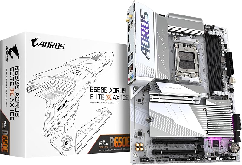 Gigabyte B650E AORUS ELITE X AX ICE Motherboard AM5 DDR5 PCIe 5.0 WiFi 6E