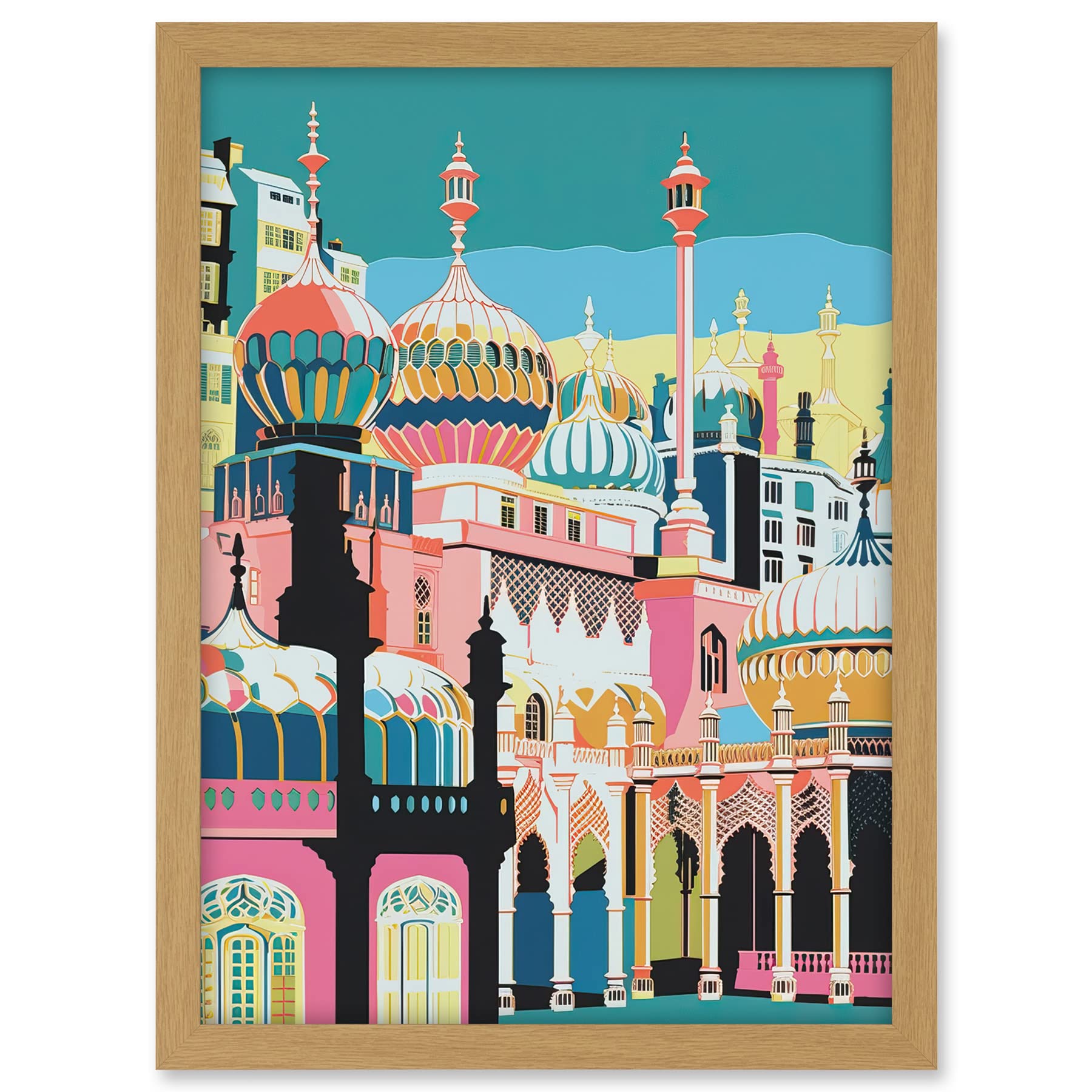 Artery8 Brighton Royal Pavilion Multicoloured Architecture Artwork Framed A3 Wall Art Print โ image 1