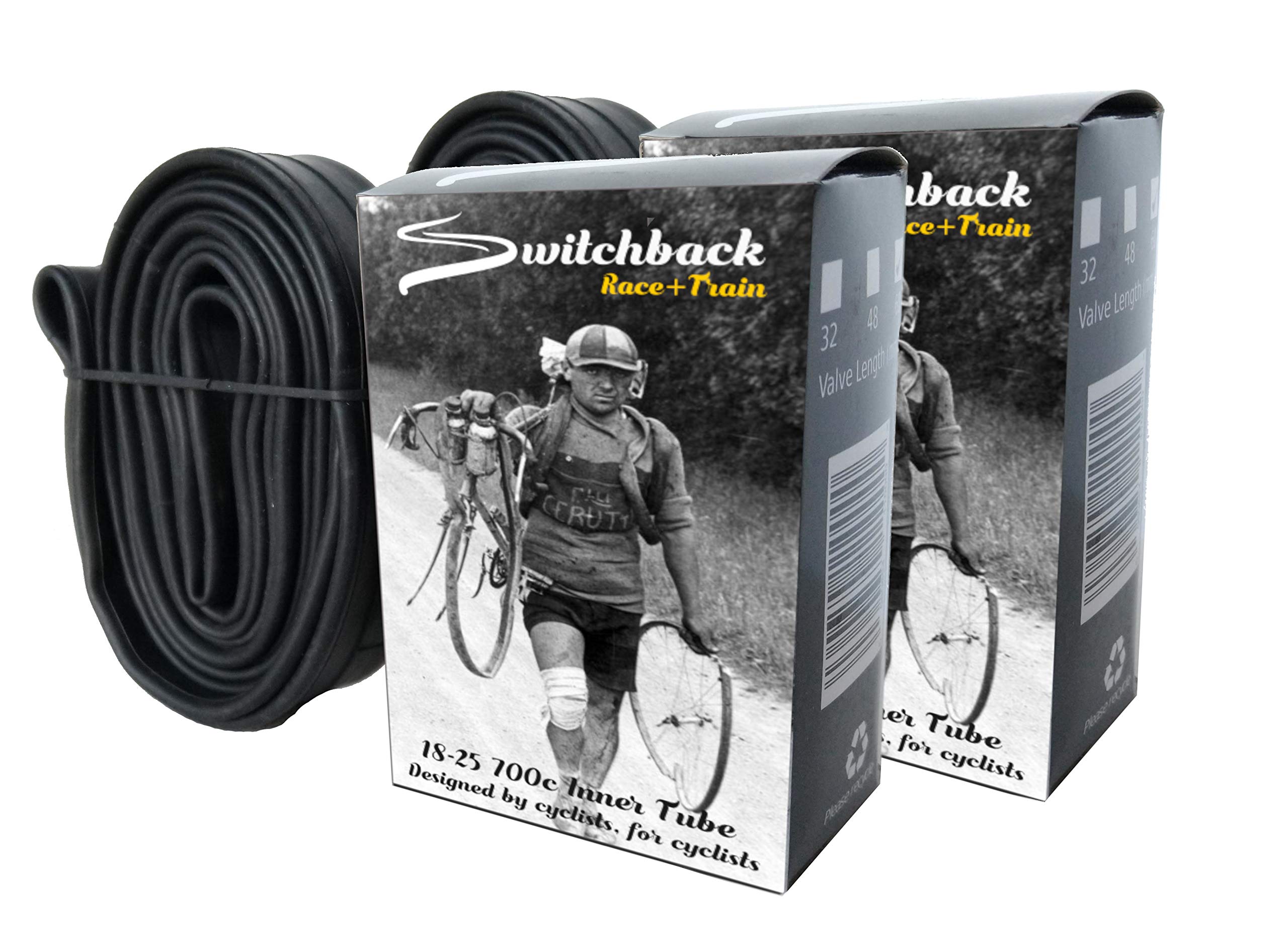 Switchback 2 Pack | Inner tube 700c 18-25c | Road, TT, cyclocross bikes | Presta valve 48mm