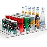Dwella Drink Organizer for Fridge – 6-Tier Can Dispenser for Fridge, Self-Pushing Drink Dispenser Fridge, Adjustable Width Fridge Cans Organizer, Durable Soda Drink Organizers for Refrigerator
