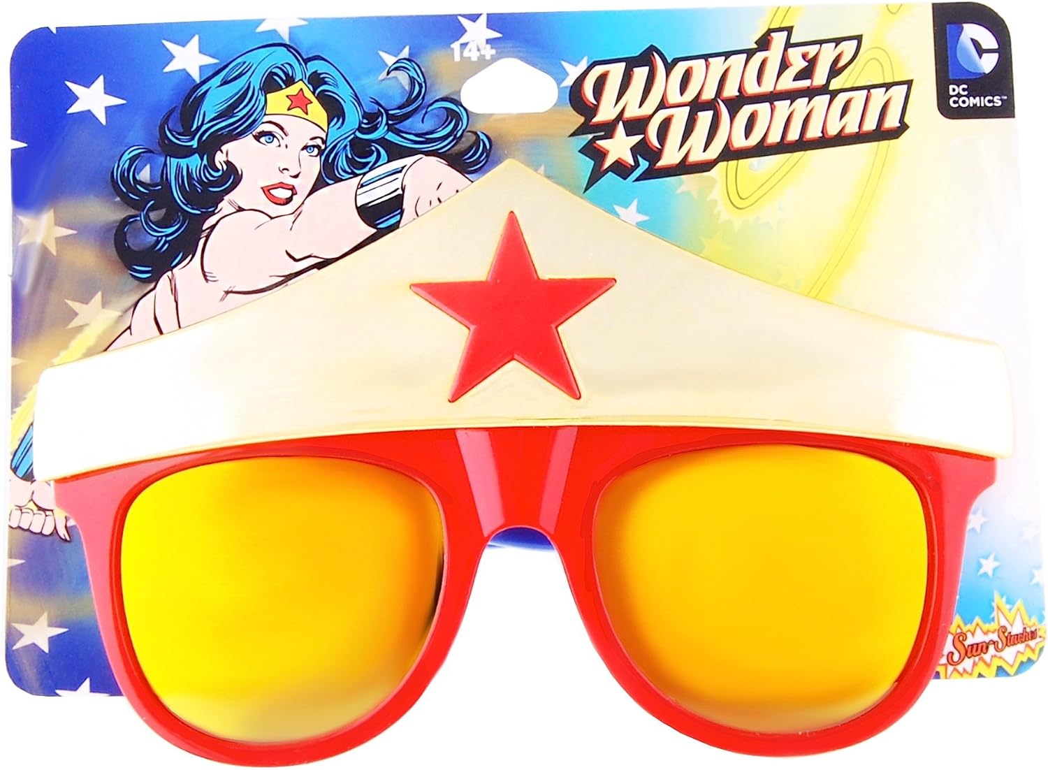 Sunstaches DC Comics Wonder Woman Star Sunglasses, Party Favors, UV400: Clothing