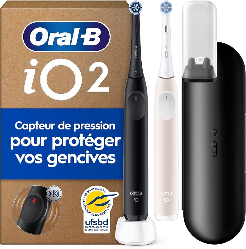 Brosses à Dents Electriques iO 2 Duo, 2 Brossettes, Noire et Rose
