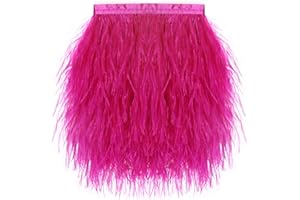 SOGUGOM Fuchisa Ostrich Feather Trim - 1.5Ply 2Yards 4-5Inch Feathers Fringe Ribbons Trim for Sewing, Dress, Craft Projects, Masquerade, Christmas Costumes(Fuchisa)