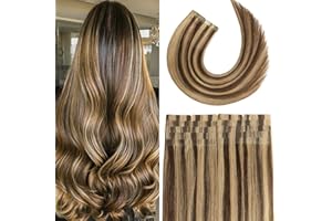 Tape in Brazilian Human Hair Extensions 100% Remy Human Hair Glue in Extensions Balayage Seamless Silky Straight Skin Weft Ha