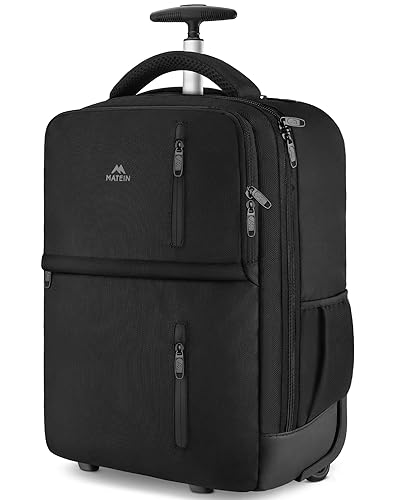 MATEIN Rolling Backpack, Travel Laptop Backpack with Wheels Fits