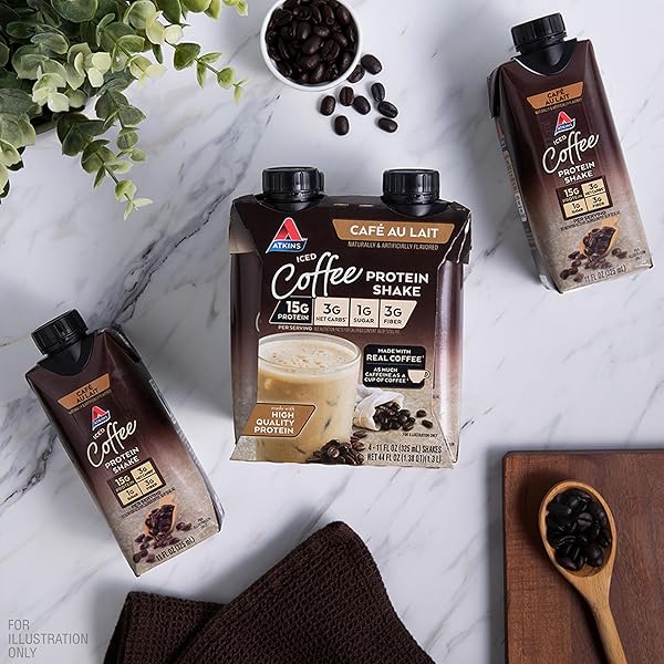 ATKINS ATKINS ICED COFFEE CAFE AU LAIT PROTEIN SHAKE. (4 SHAKES)