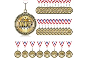 XunYee MVP Champion Awards Medals for Softball Baseball Football Soccer Basketball Player Team Sports Victory Achievement Winner Medals Gift with Neck Ribbons