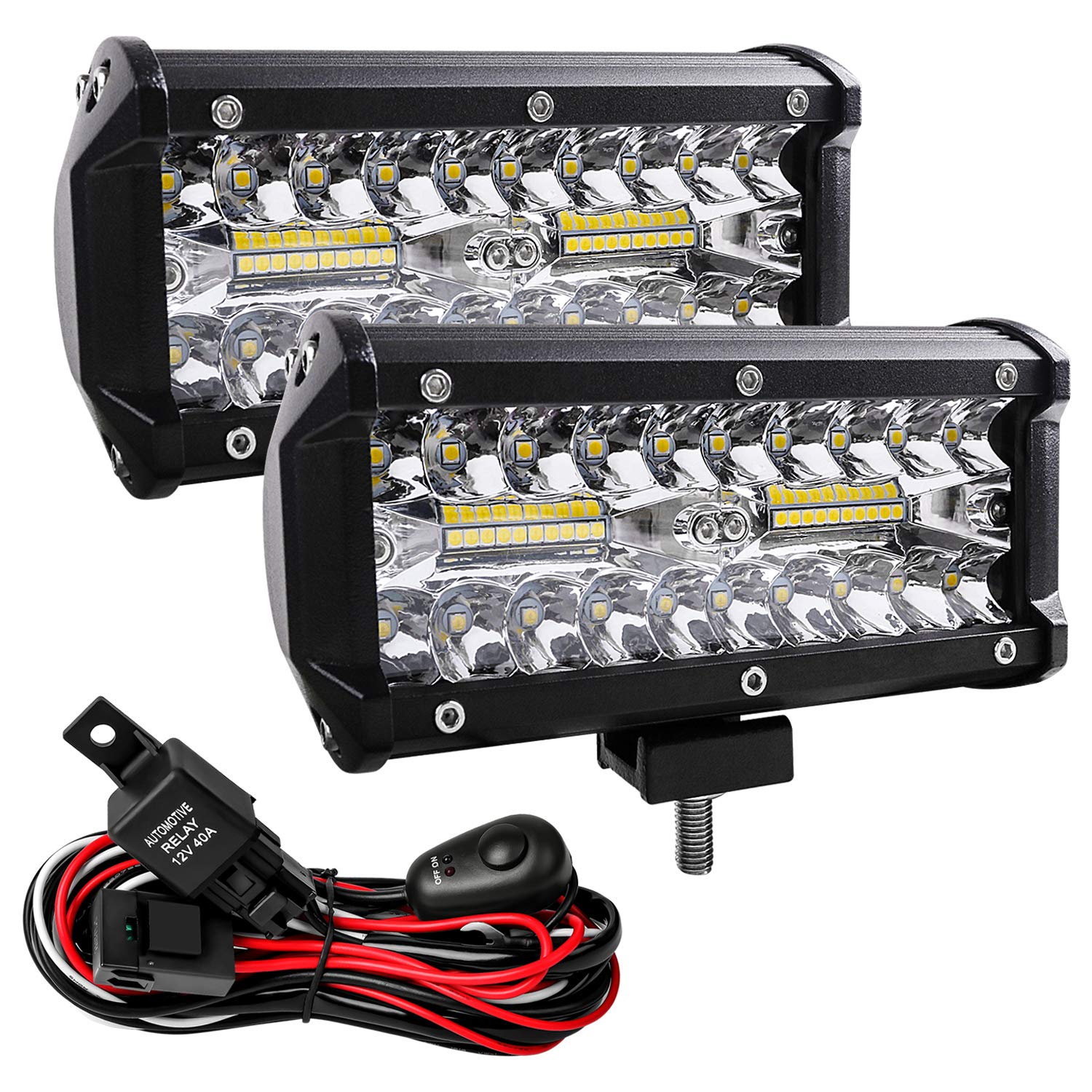 Zmoon Led Light Bar 2Pcs Off Road Lights 240W 24000lm With Led Wring