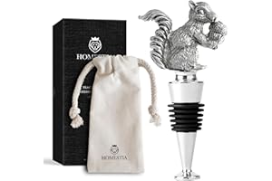 Homestia Wine Stoppers for Wine Bottles, Stainless Steel Squirrel Wine Beverage Bottle Stopper, Vacuum Wine Bottle Stopper wi