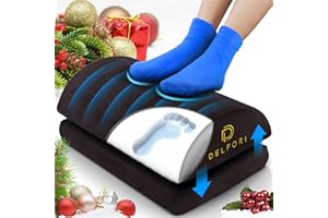 DELFORI Premium Under Desk Footrest - Ergonomic Foot Rest for Work, Home & Office Use - Adjustable Height Memory Foam Foot Stool for Gaming Chair - Comfortable & Perfect for Back Pain Relief and Leg Support