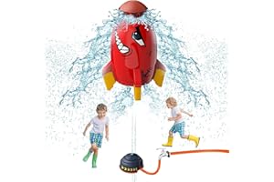 TANSAR Sprinkler Rocket Launcher, Outdoor Water Toys for Kids, Summer Outside Game, Holiday & Birthday Ideas for Boys Girls Age 3 4 5 6 7 8 Year Old, Red