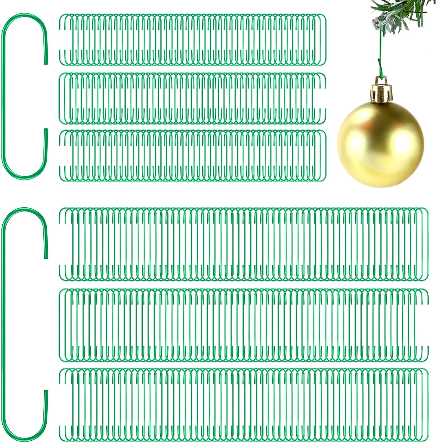 Ornament Hooks - 2 Sizes Christmas Ornament Hooks Christmas Tree Decorating Hangers Ornament Hangers Metal Wire Ornament Hooks for Christmas Tree Baubles Wreath Garland Banner Vine Decorations (Green,800 Pieces)