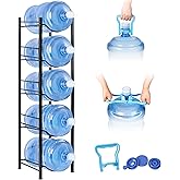 Klvied 5-Tier Heavy Duty Water Jug Organizer, 5 Gallon Cooler Jug Rack for Kitchen, Office, Living Room