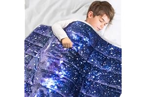 Solfres 7lbs Weighted Blanket, 41 x 60 Inches, Printing Heavy Blanket 7 Pounds for Children and Teens Ultra Soft and Cozy, Stars, Sensory Items, Universe Galaxy