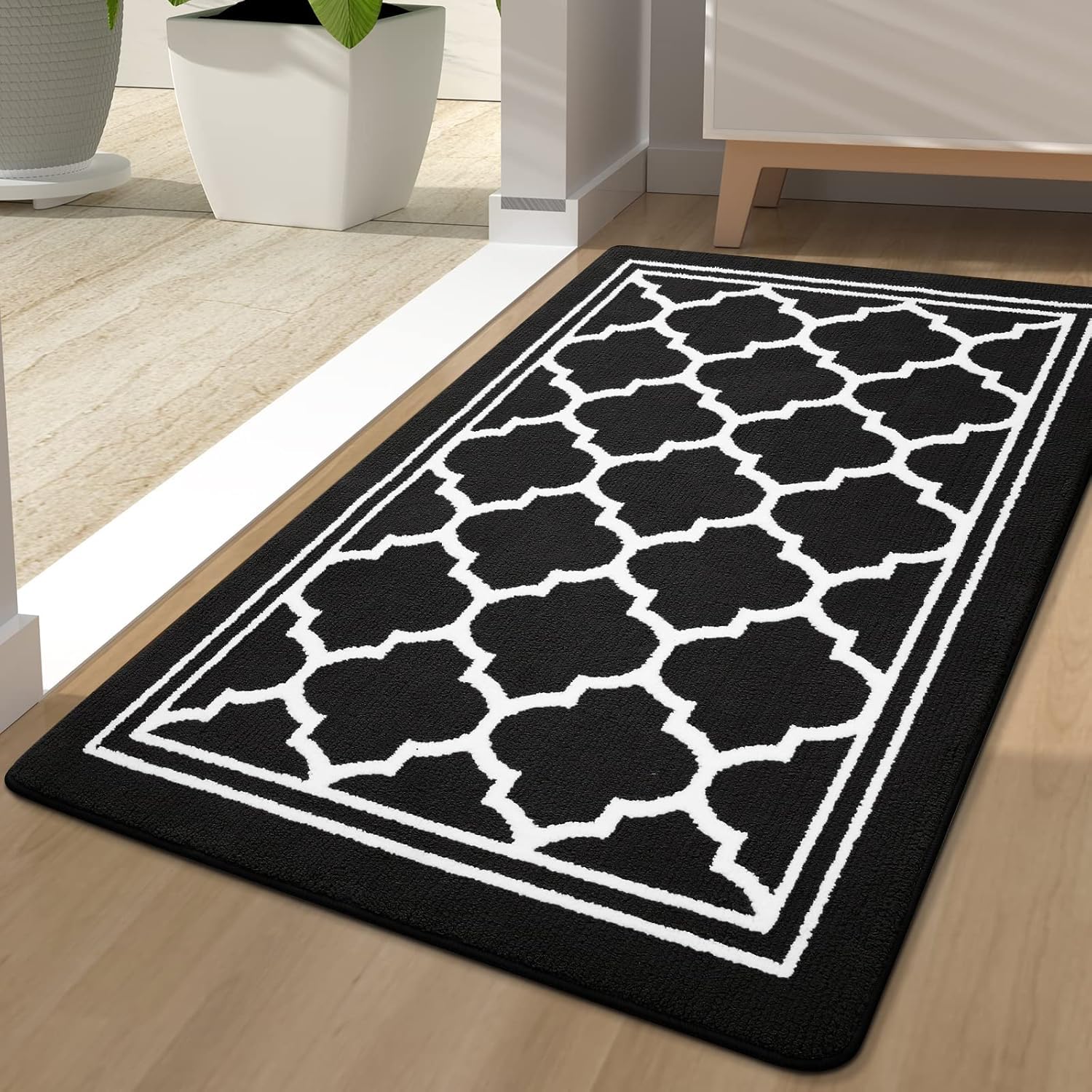 Homaxy Washable Door Mats Indoor, Dirt Trapper Mat Absorbent Non-Slip Low Profile Doormat for Entrance, Inside, Kitchen, Front Back Door, Pets and Dogs— 80 x 120 cm, Black — image 1