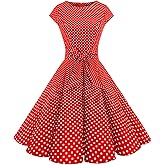 Dressystar Women's Vintage 1950s A Line Cocktail Prom Party Dress Retro Rockabilly Cap Sleeve Knee Length Swing Dresses