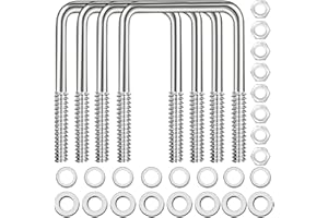 FOINWER 4 Sets 304 Stainless Steel Square U Bolt,U Bolts 3 inch Wide,1/2" D x 3-1/16" W x 4-5/16"L U-Bolts for Boat Trailer with Nuts and Washers, for Automobiles Trailer, Ski Boat