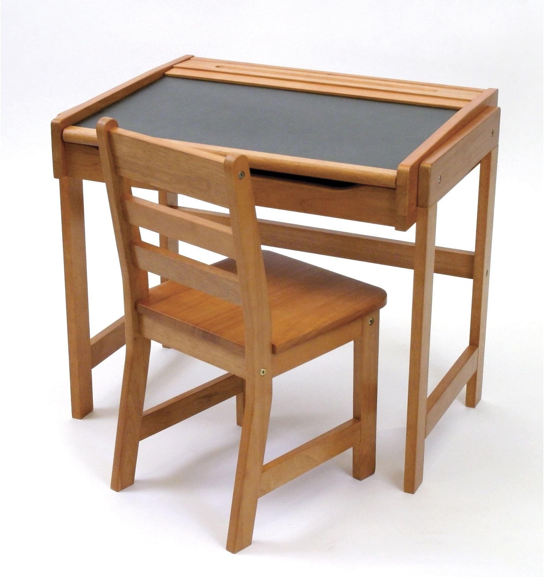Best Selling Most Popular Childs Kids Toddlers Solid Wood Pecan Finish Work Activity Art Writing Drawing Storage Organizer Desk Chair Furniture Set- Perfect For Young Artists Creative Minds All Ages